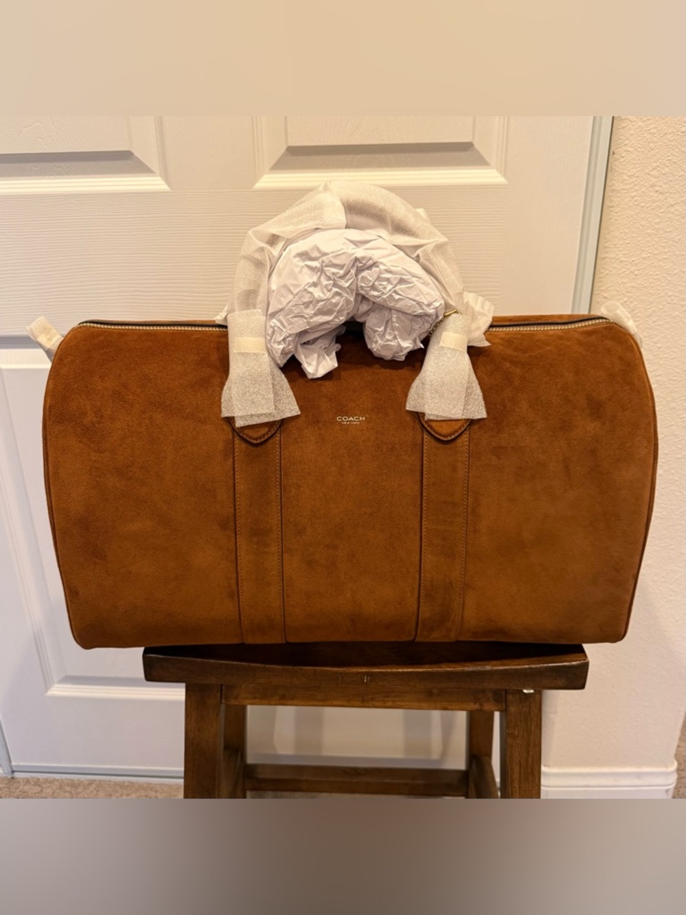 Coach Compass 50 Duffel Bag in Warm Brown Suede NWT (Style No. CCZ19)